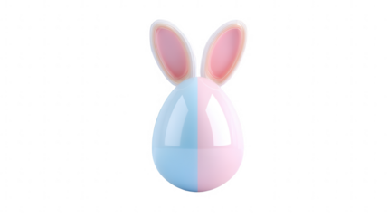 a cute Easter egg with bunny ears, isolated on a white background, png