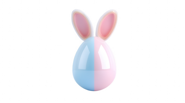 a cute Easter egg with bunny ears, isolated on a white background, png