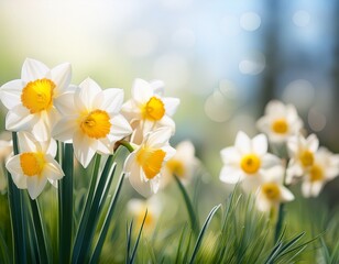 Obraz premium a delicate springy light background with spring daffodils