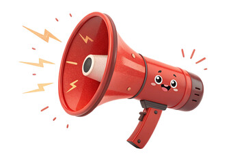 cartoon megaphone with lightings isolated on transparent background. 3d rendering-generated by ai