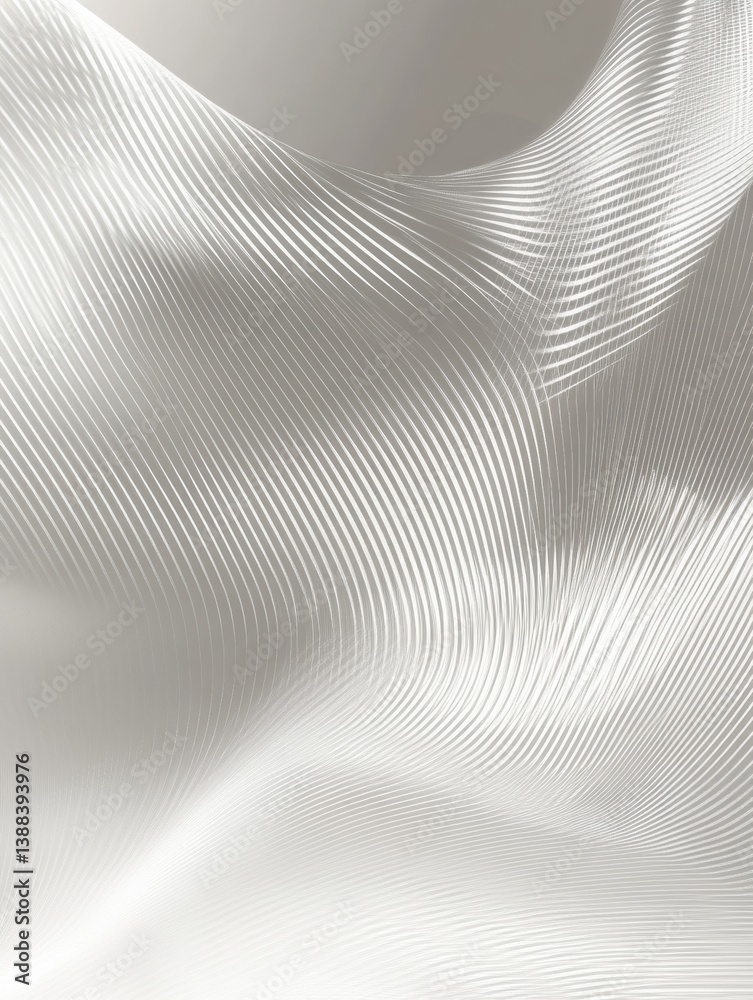 Poster Sleek geometric pattern of white lines on soft gray background creating a minimalist digital art aesthetic with smooth textures