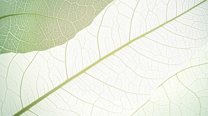 Botanical Veins: A translucent leaf structure with intricate patterns, illuminated by soft, natural light. Nature's delicate beauty.
