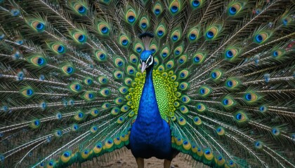 Obraz premium A peacock displaying its vibrant feathers 