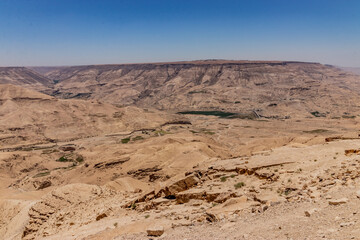 Aerial view of Wadi Mujib canyon, Jordan
