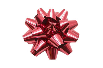 A shiny red gift bow with glossy finish, perfect for decorating presents and adding festive touch to any occasion. bow metallic sheen enhances its elegant appearance