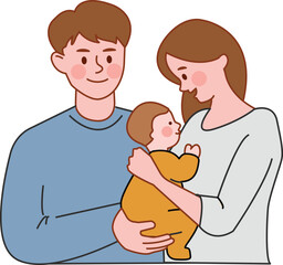 Happy family with a newborn baby, celebrating parenthood and love