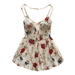 Floral Print Sundress with Spaghetti Straps Isolated on Transparent Background