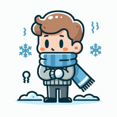 Obraz premium cartoon vector illustration of a person in winter