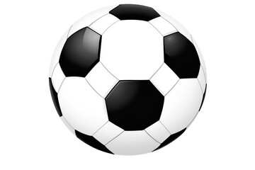 Fototapeta premium A classic black and white soccer ball with pentagonal and hexagonal patterns, isolated on transparency background, symbolizing sports and recreation