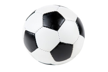 Fototapeta premium A classic black and white soccer ball with pentagon and hexagon patterns, isolated on transparency background, perfect for sports and recreation themes
