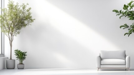 Obraz premium Minimalist interior design with plants and a sofa