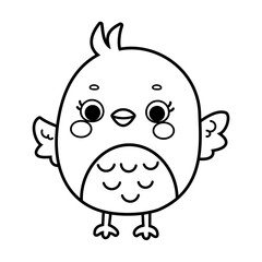 Cute bird vector illustration in black and white isolated on white background