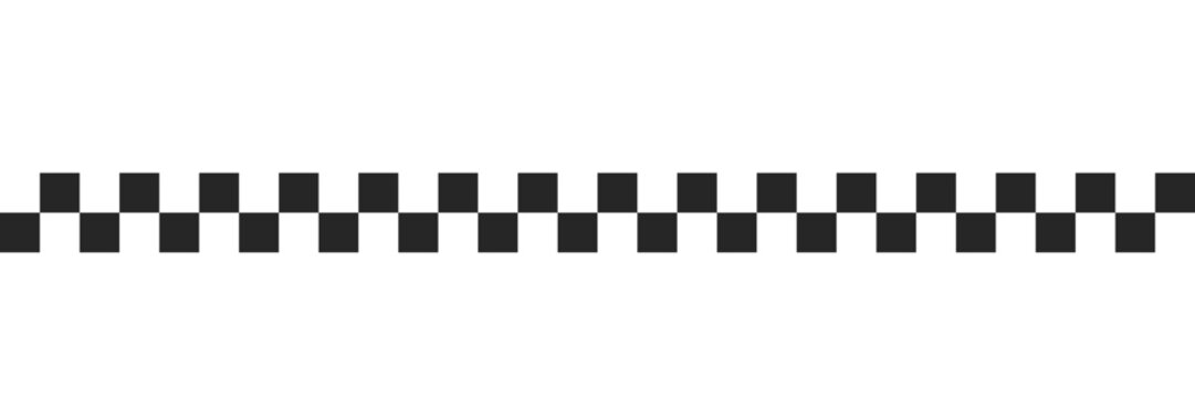 Black checkered line pattern as a seamless repeating banner for racing stripes in vector