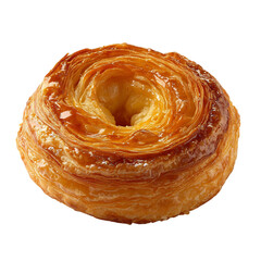 A Buttery Kouign Amann Pastry with Caramelized Surface Isolated on Transparent Background