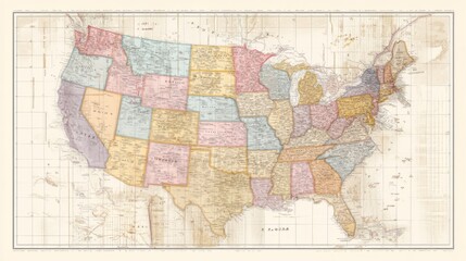 Fototapeta premium Real_estate U.s. State Overview Vintage Pastel Typography