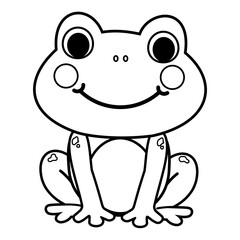 Cute cartoon frog vector illustration in black and white isolated on white background	