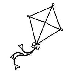 Flying kite vector illustration in black and white isolated on white background	