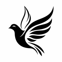 Obraz premium Flying Bird Emblem. Stylized bird with open wings in monochrome. Concept: hope, peace, aspiration. Great for tattoo, journal illustrations, non-profit branding, logo, or nature-inspired décor.