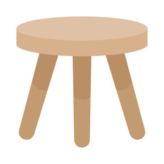 Simple wooden three legged stool in vector