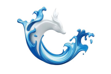 A dynamic illustration of mythical creature resembling dragon, seamlessly merging with flowing water, creating sense of movement and fluidity. design features shades of blue and white, evoking sense
