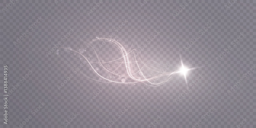 Aufkleber shiny magic light trail with glowing spark and elegant swirls on transparent background. perfect for