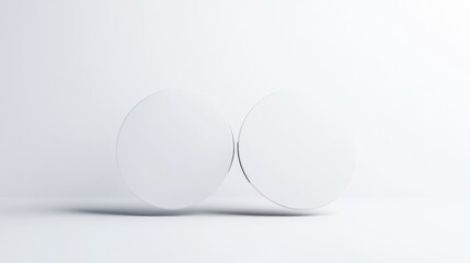 White Discs Minimalist Studio Lighting High-Resolution, Front View, Subtle Shadows, Resting, White Background, Clean Aesthetic, Perfect for Mockups extra details included