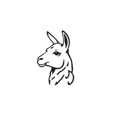 Llama head vector silhouette art illustration. Head of a Llama. Vector illustration of a Llama.
