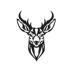 Abstract deer head silhouette on white background. Deer logo. Black deer head silhouette vector illustration. 