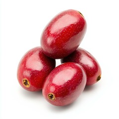 Obraz premium Juicy jujube fruits shine bright on a clean, white background, showcasing their vibrant color and freshness.