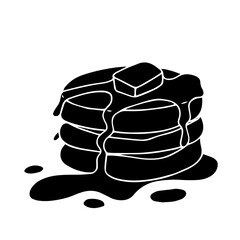 Decorative silhouette, stamp of sweet dessert pancakes. Vector graphics.
