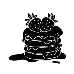 Decorative silhouette, stamp of sweet dessert pancakes. Vector graphics.
