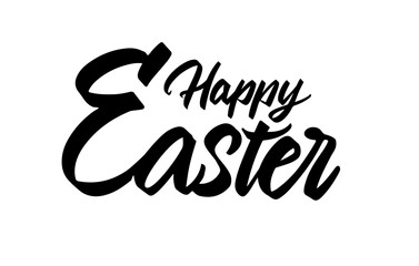Happy Easter Typography Composition. Bold Calligraphy Lettering. Greeting Poster Design. Hand Drawn Text Layout. Vintage Holiday Banner. Spring Celebration Graphic. Vector Illustration