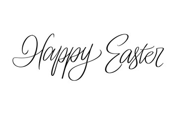 Happy Easter Calligraphy Font. Handwritten Lettering Style. Minimalist Typography Poster. Holiday Greeting Card. Modern Graphic Design Template. Seasonal Celebration Vector Illustration