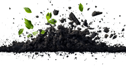 Png of Fresh soil erupts with vibrant green leaves, symbolizing growth and renewal in nature on transparent background.