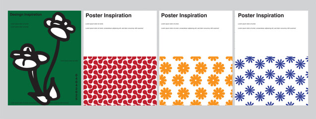 abstract vibrant floral minimalist poster design collection