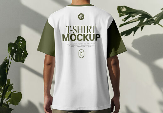 Man Standing Backwards in T-Shirt Mockup