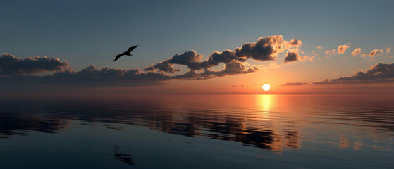 Peaceful sunrise over a calm sea, symbolizing new beginnings