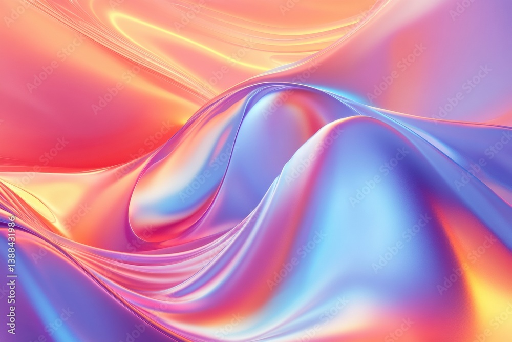 Poster Surreal abstract background of glowing energy waves representing movement and weight loss in bright warm colors with smooth fluid forms