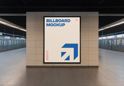 Billboard on a Subway Station Mockup