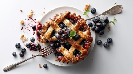 Generic Blueberry Fork Scene Piercing Crust Healthy