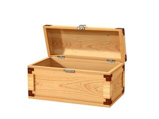 Wooden box with open lid, classic storage or keepsake container isolated. Generative AI