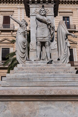Obraz premium The Monument to Vincenzo Bellini, a composer born in Catania in Sicily, stands in his hometown on Piazza Stesicoro. CATANIA, Sicily, ITALY.