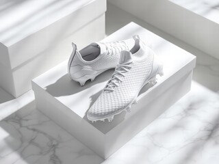White Soccer Shoes Mockup Side View