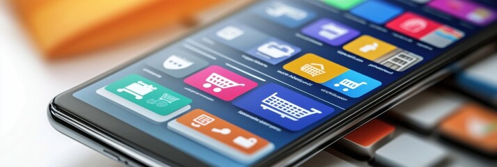 Smartphone displaying price comparison tool for e-commerce platforms with colorful icons and user-friendly interface