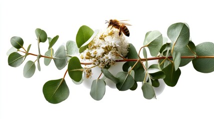 Generic Eucalyptus Sprig Perspective Isolation Bee