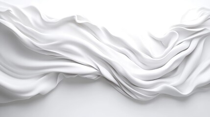 Obraz premium White fabric flows in elegant waves. The image features a simple composition, high resolution and even lighting. Its minimalist style is clean and serene. The monochrome palette creates a calming m