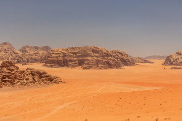 Rocky landscape of Wadi Rum desert, Jordan
