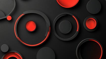 Abstract black and red circle pattern background