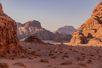 Rocky landscape of Wadi Rum desert, Jordan