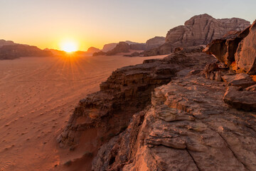 Sunset in Wadi Rum desert, Jordan